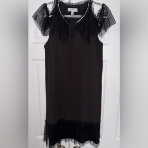 Libby Edelman Black Dress with Polka Dot Mesh